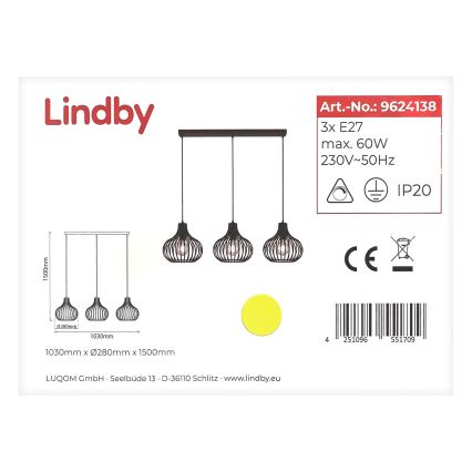 Lindby - Lustr na lanku FRANCES 3xE27/60W/230V