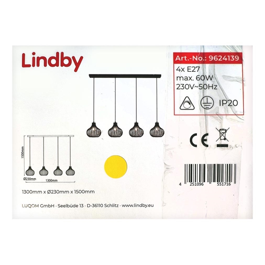 Lindby - Lustr na lanku FRANCES 4xE27/60W/230V