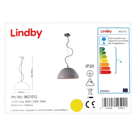 Lindby - Lustr na lanku JELIN 1xE27/60W/230V
