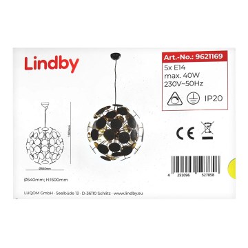 Lindby - Lustr na lanku KINAN 5xE14/40W/230V