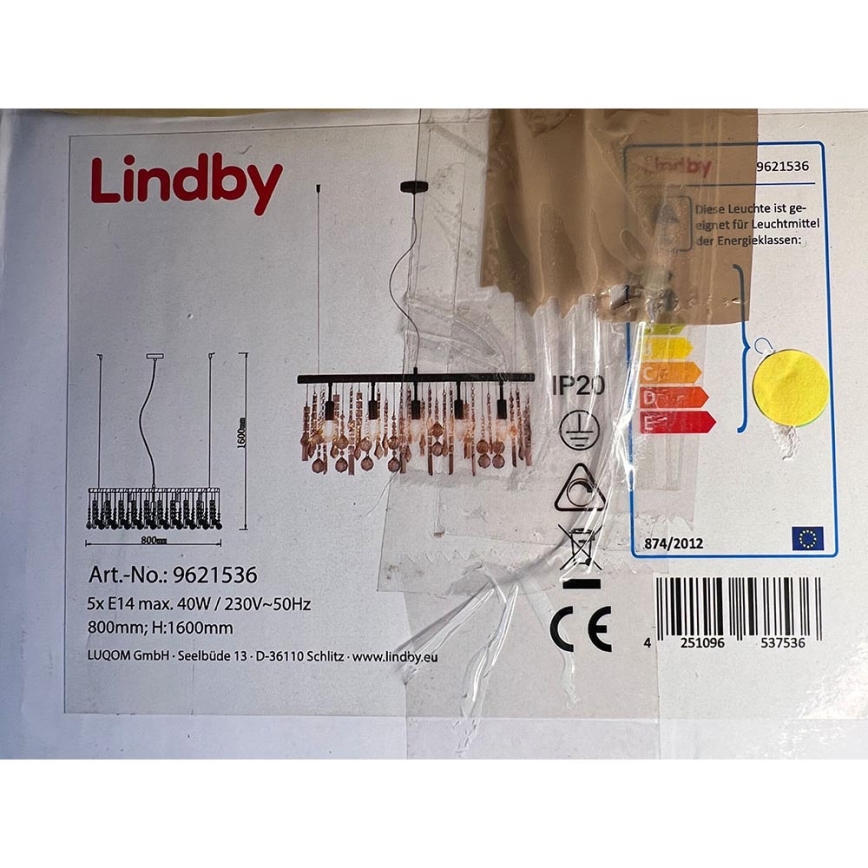 Lindby - Lustr na lanku MATEI 5xE14/40W/230V