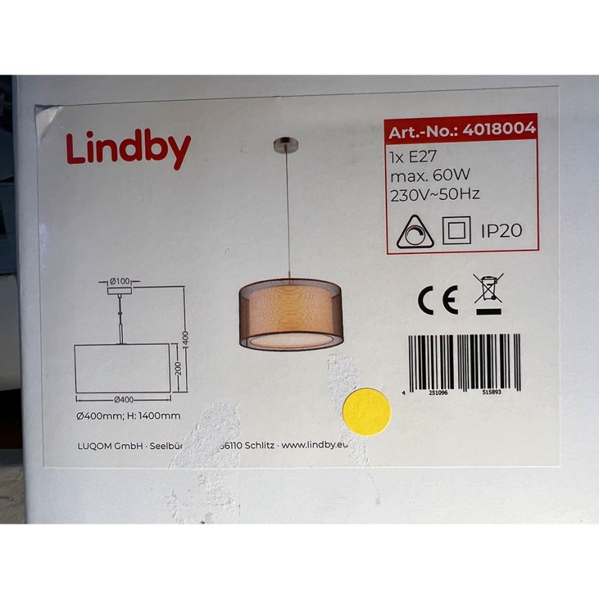 Lindby - Lustr na lanku NICA 1xE27/60W/230V