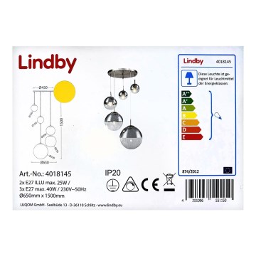 Lindby - Lustr na lanku RAVENA 3xE27/40W/230V + 2xE27/25W/230V