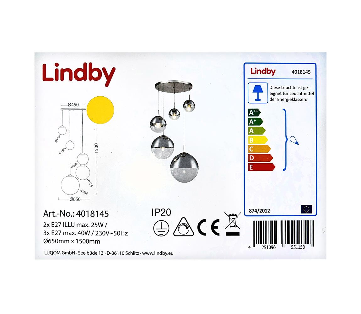 Lindby Lindby - Lustr na lanku RAVENA 3xE27/40W/230V + 2xE27/25W/230V 