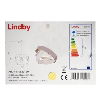 Lindby - Lustr na lanku SIMARIA 3xE27/40W/230V