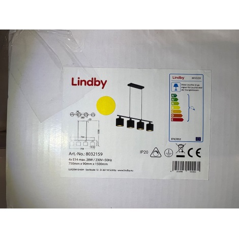 Lindby - Lustr na lanku VASILIA 4xE14/28W/230V