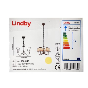 Lindby - Lustr na řetězu LUMIEL 5xE14/40W/230V