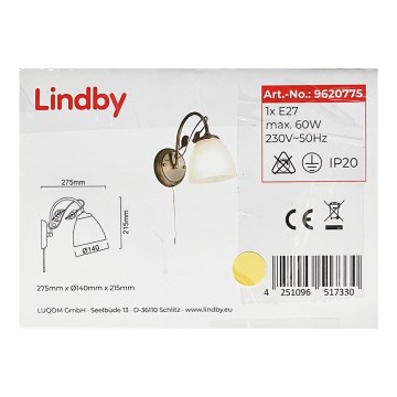 Lindby - Nástěnná lampa MICHALINA 1xE27/60W/230V