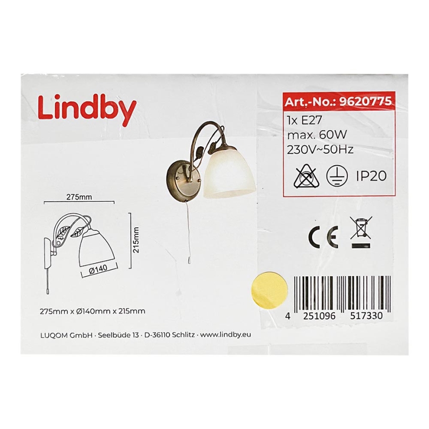 Lindby - Nástěnná lampa MICHALINA 1xE27/60W/230V