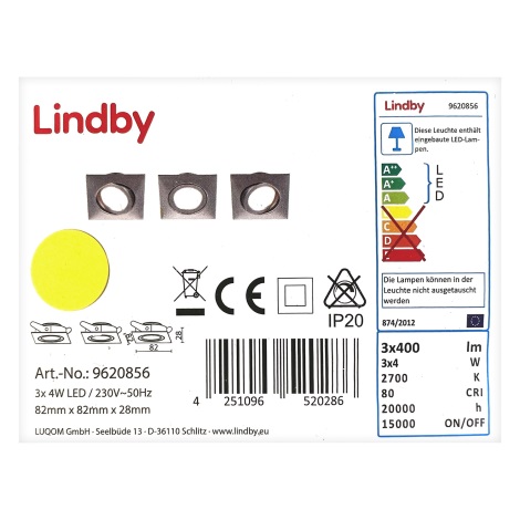 Lindby - SADA 3x LED Podhledové svítidlo ANDREJ LED/4W/230V