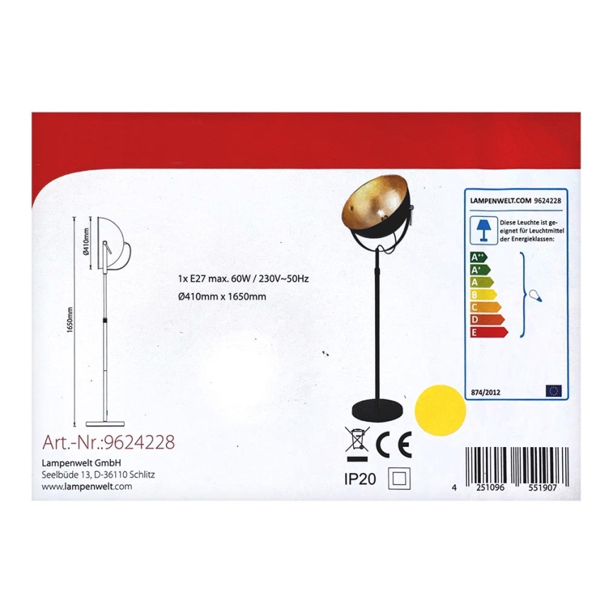 Lindby - Stojací lampa MURIEL 1x27/60W/230V