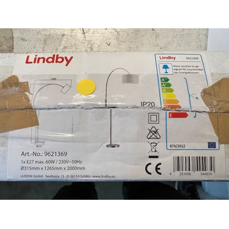 Lindby - Stojací lampa RAILYN 1xE27/60W/230V