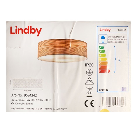 Lindby - Stropní svítidlo DOMINIC 3xE27/15W/230V