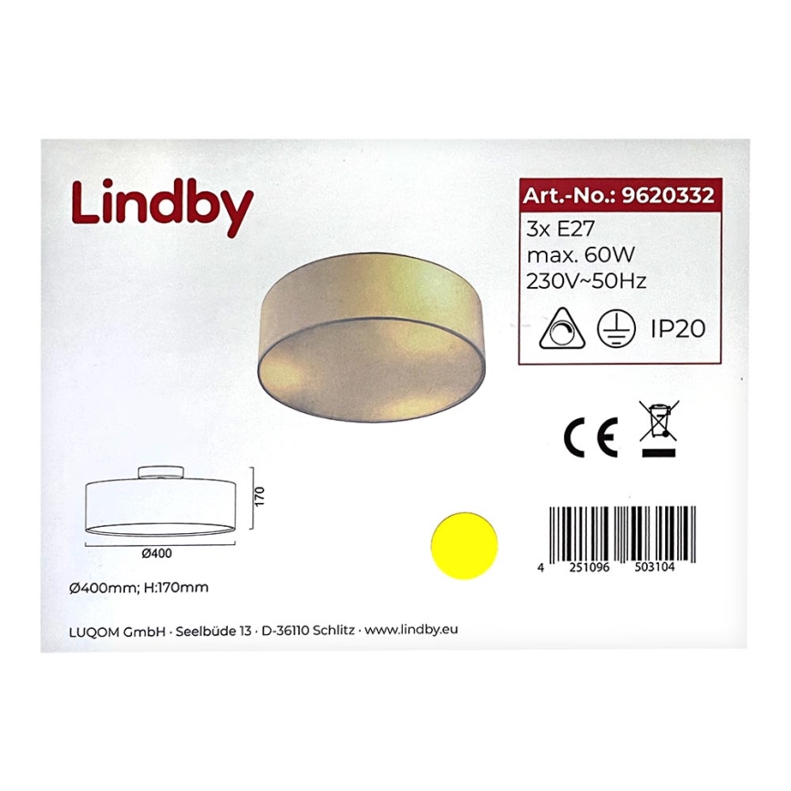 Lindby - Stropní svítidlo SEBATIN 3xE27/60W/230V