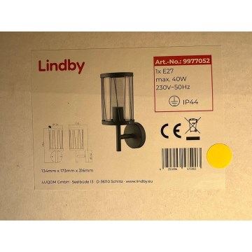 Lindby - Venkovní nástěnné svítidlo YONAN 1xE27/40W/230V IP44
