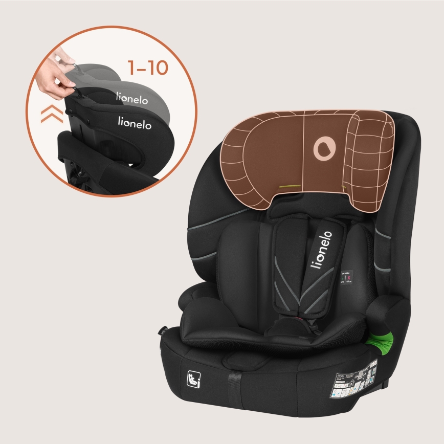 Lionelo - Autosedačka LEVI FIX i-Size 76-150 cm Black Carbon
