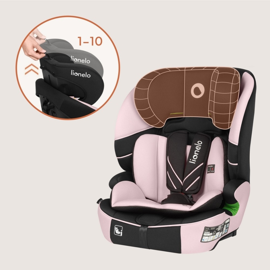 Lionelo - Autosedačka LEVI FIX i-Size 76-150 cm Pink Baby