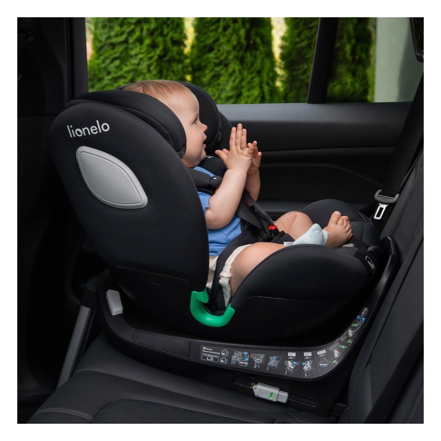Lionelo - Autosedačka se základnou otočná BRAAM i-Size 40-150 cm Black Carbon