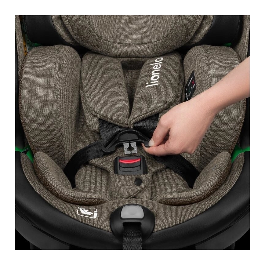 Lionelo - Autosedačka se základnou otočná HARMONY i-Size 40-150 cm černá/olivová