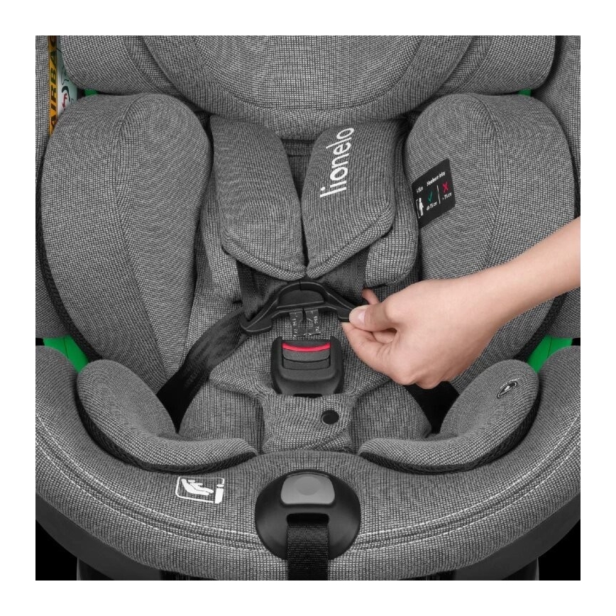 Lionelo - Autosedačka se základnou otočná HARMONY i-Size 40-150 cm černá/šedá
