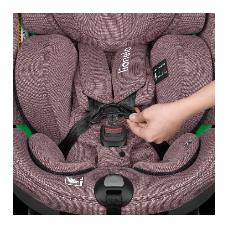 Lionelo - Autosedačka se základnou otočná HARMONY i-Size 40-150 cm růžová