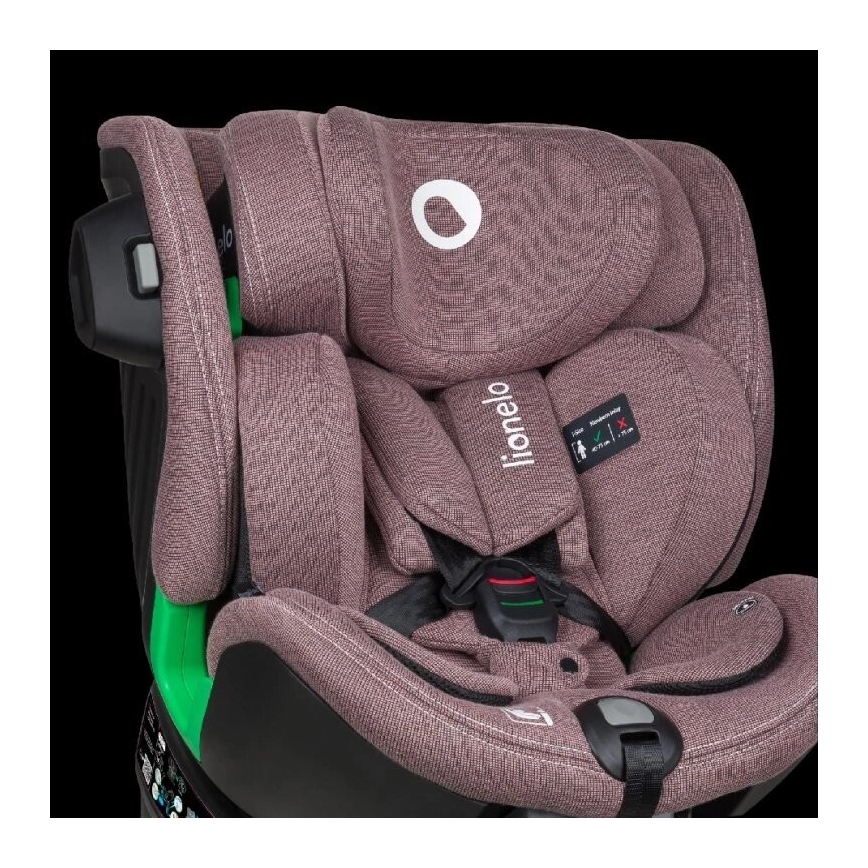 Lionelo - Autosedačka se základnou otočná HARMONY i-Size 40-150 cm růžová