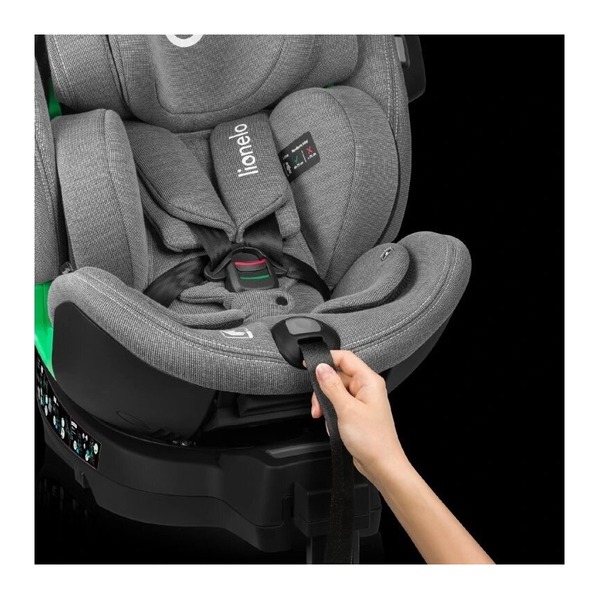 Lionelo - Autosedačka se základnou otočná HARMONY i-Size 40-150 cm šedá