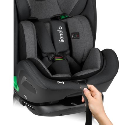 Lionelo - Autosedačka se základnou otočná HARPER i-Size 76-150 cm Black Carbon