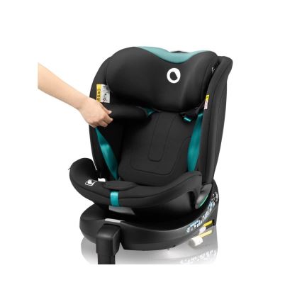Lionelo - Autosedačka se základnou otočná NAVY i-Size 40-150 cm černá/tyrkysová