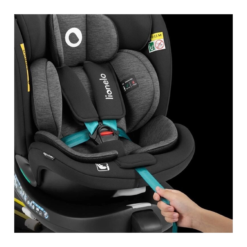 Lionelo - Autosedačka se základnou otočná NAVY i-Size 40-150 cm černá/tyrkysová