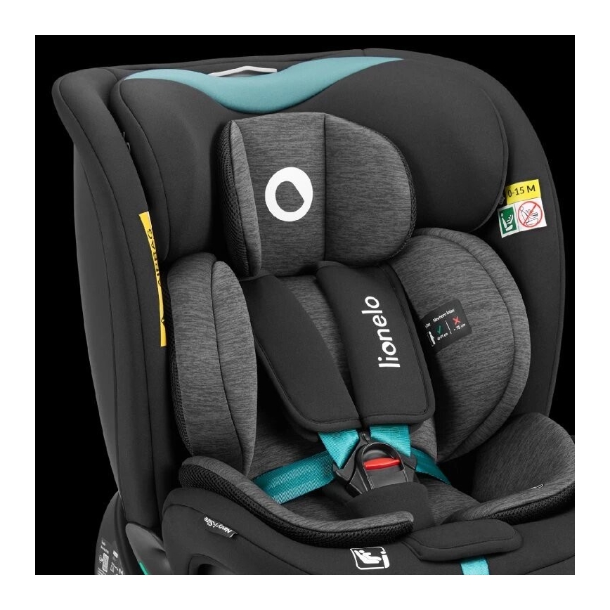 Lionelo - Autosedačka se základnou otočná NAVY i-Size 40-150 cm černá/tyrkysová