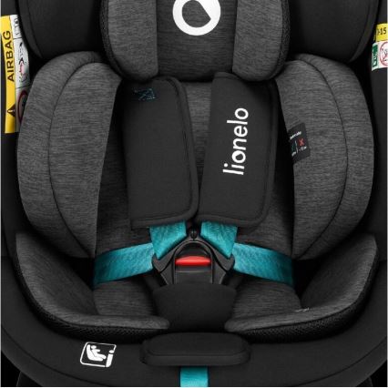 Lionelo - Autosedačka se základnou otočná NAVY i-Size 40-150 cm černá/tyrkysová
