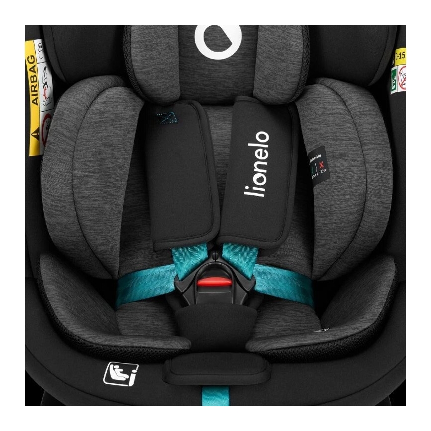 Lionelo - Autosedačka se základnou otočná NAVY i-Size 40-150 cm černá/tyrkysová