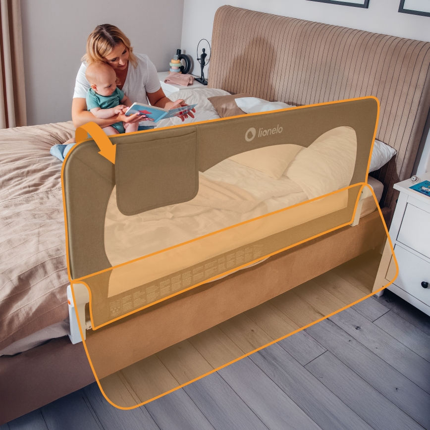 Lionelo - Bezpečnostní zábrana k posteli HANNA Beige Melange