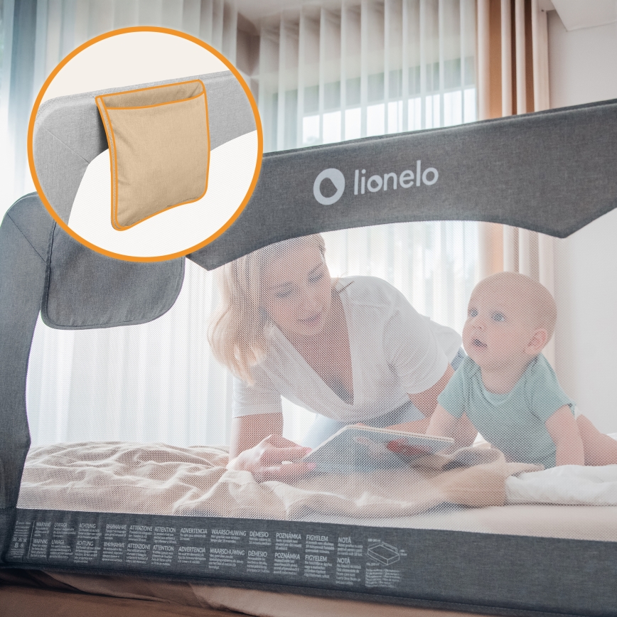 Lionelo - Bezpečnostní zábrana k posteli HANNA Grey Melange
