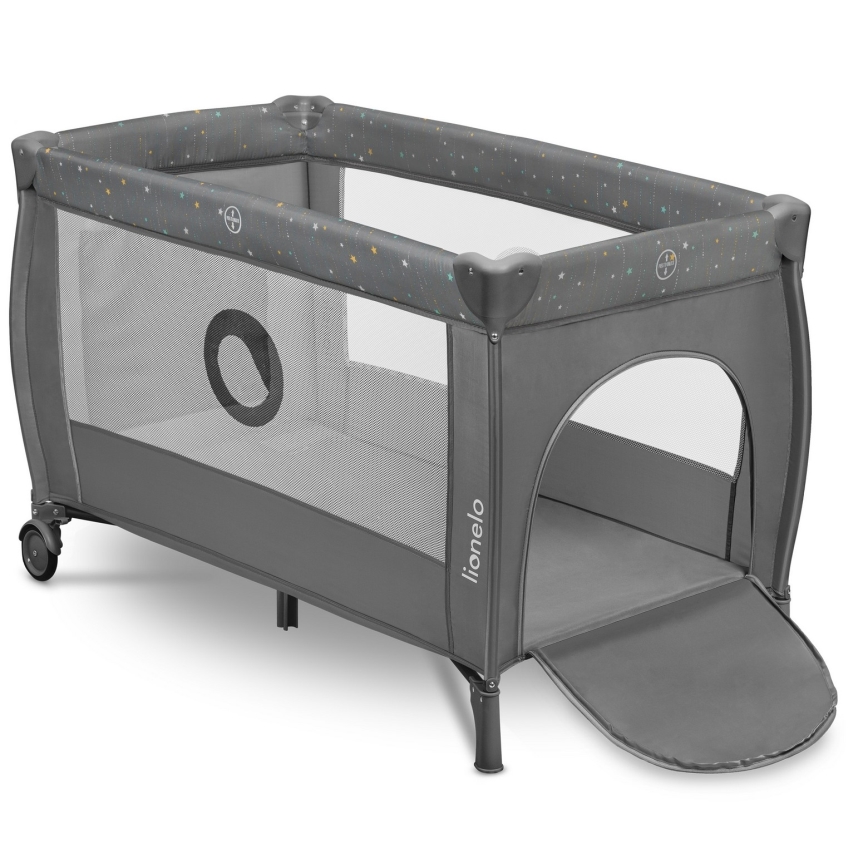Lionelo - Cestovní postýlka STEFI PLUS Grey Multicolor