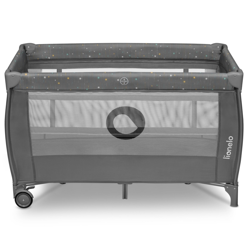 Lionelo - Cestovní postýlka STEFI PLUS Grey Multicolor