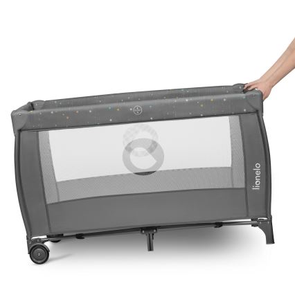 Lionelo - Cestovní postýlka STEFI PLUS Grey Multicolor