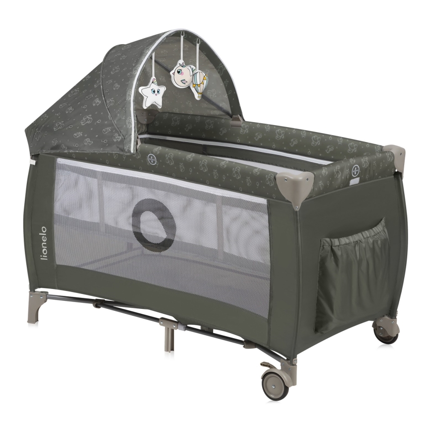 Lionelo - Cestovní postýlka SVEN PLUS Beige Olive