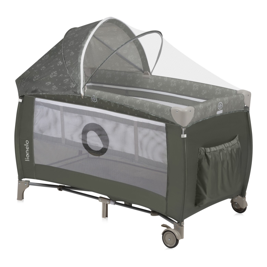 Lionelo - Cestovní postýlka SVEN PLUS Beige Olive