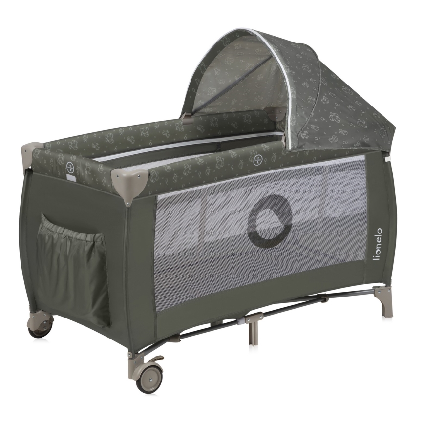 Lionelo - Cestovní postýlka SVEN PLUS Beige Olive