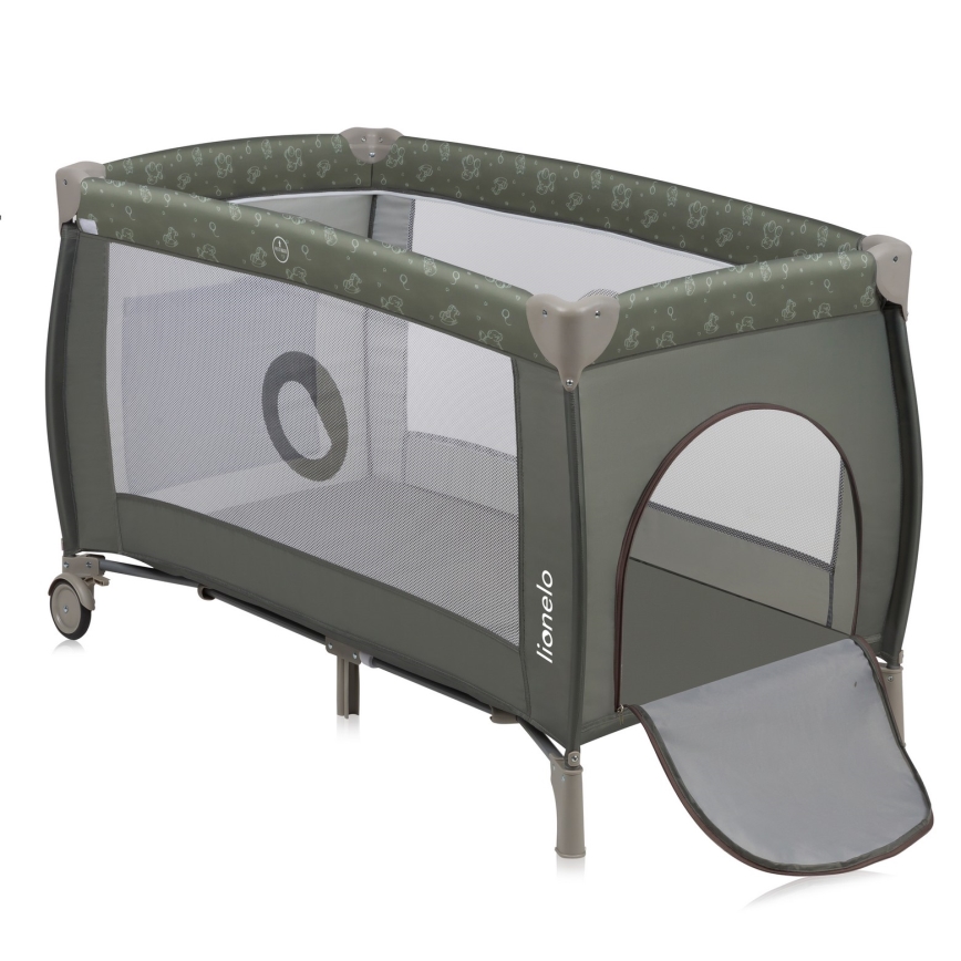 Lionelo - Cestovní postýlka SVEN PLUS Beige Olive