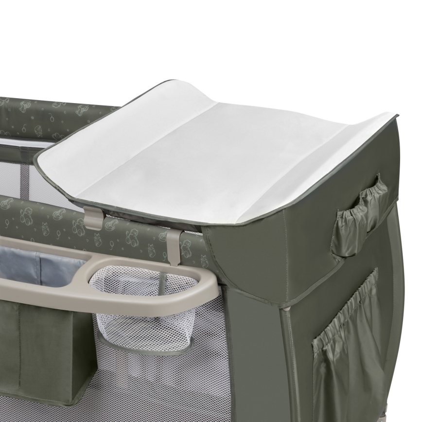 Lionelo - Cestovní postýlka SVEN PLUS Beige Olive