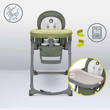 Lionelo - Dětská jídelní židle CORA PLUS Green Olive