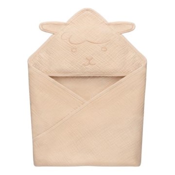 Lionelo - Dětská osuška s kapucí MUSLIN HOODED TOWEL Beige Cappuccino