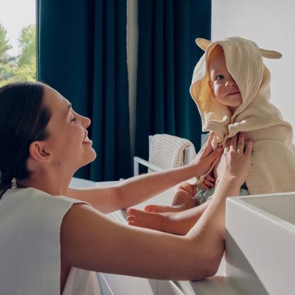 Lionelo - Dětská osuška s kapucí MUSLIN HOODED TOWEL Beige Cappuccino