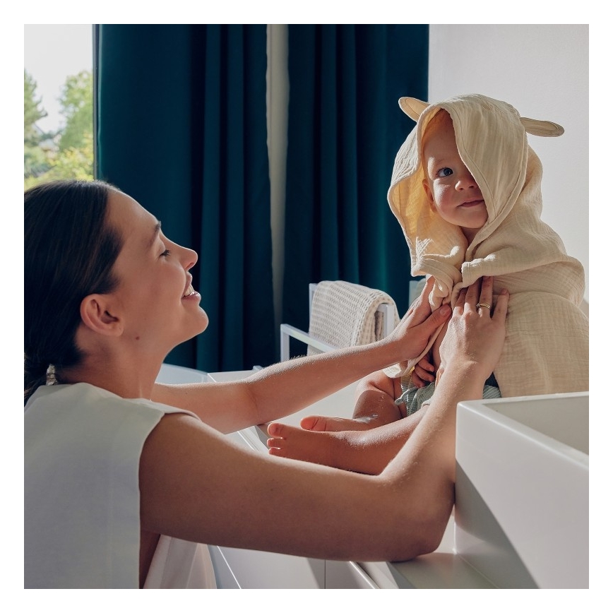 Lionelo - Dětská osuška s kapucí MUSLIN HOODED TOWEL Beige Cappuccino