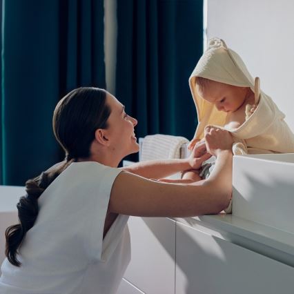 Lionelo - Dětská osuška s kapucí MUSLIN HOODED TOWEL Beige Cappuccino