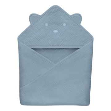 Lionelo - Dětská osuška s kapucí MUSLIN HOODED TOWEL Grey Sky