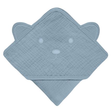 Lionelo - Dětská osuška s kapucí MUSLIN HOODED TOWEL Grey Sky